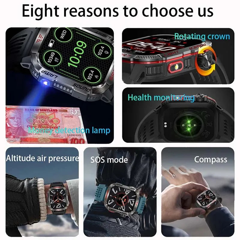 GZYR 2.01" Screen Smart Watch Men Bluetooth Call 600 mAh Sports Waterproof Heart rate Blood Oxygen SmartWatch For Huawei Xiaomi - Korvel