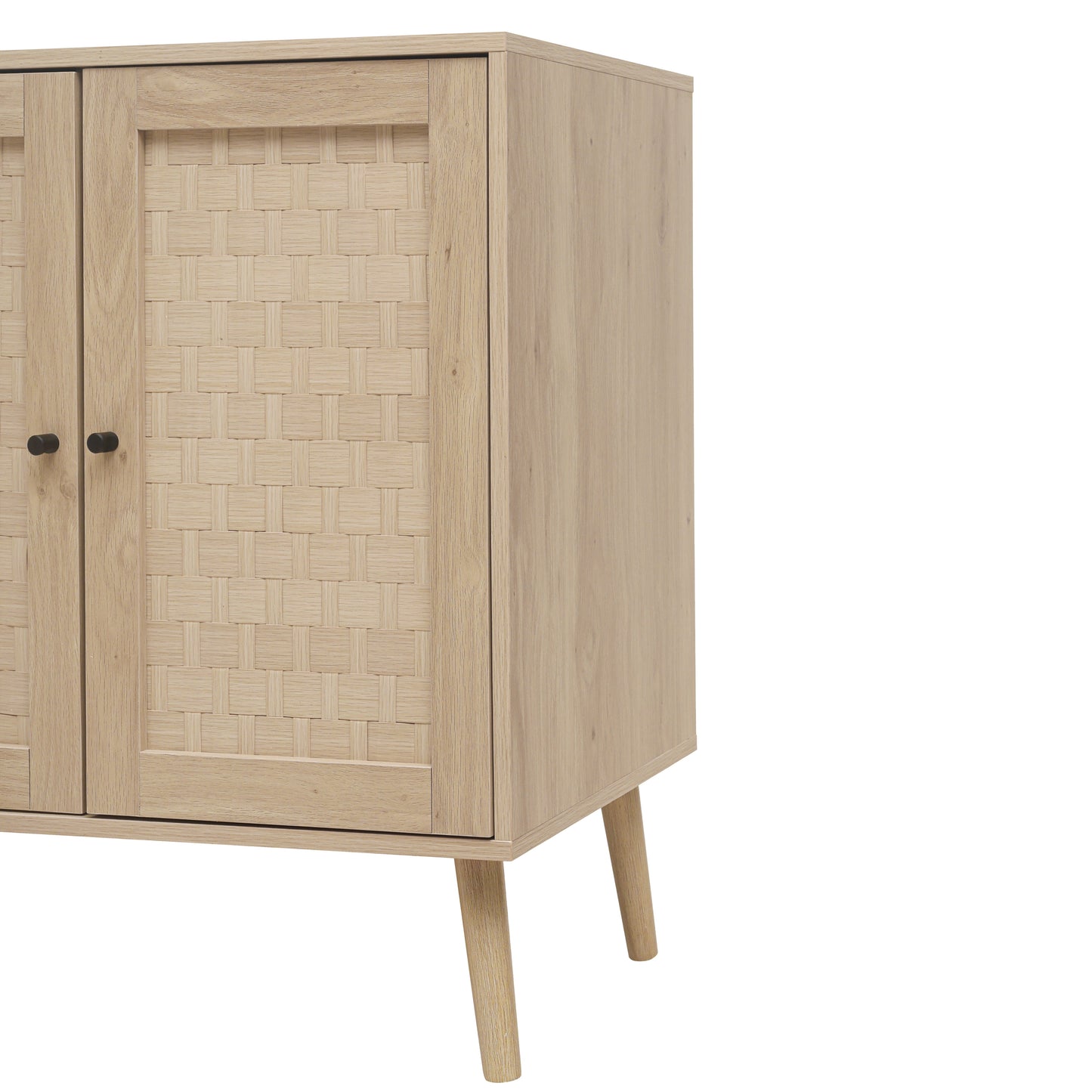 4 Door Accent Cabinet Sideboard Buffet Storage Cabinet with Adjustable Shelf for Entryway Living Room Bedroom - Korvel