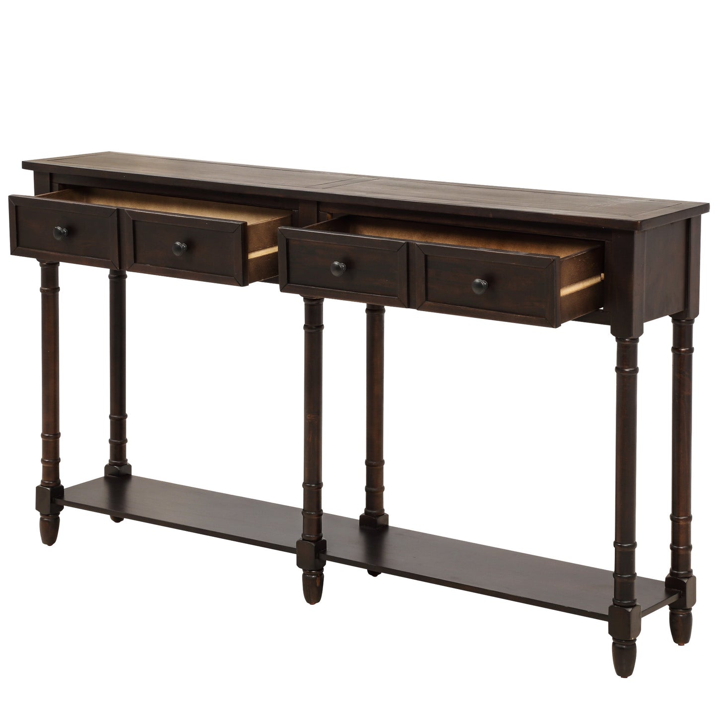 TREXM Espresso Console Table with Storage Drawers