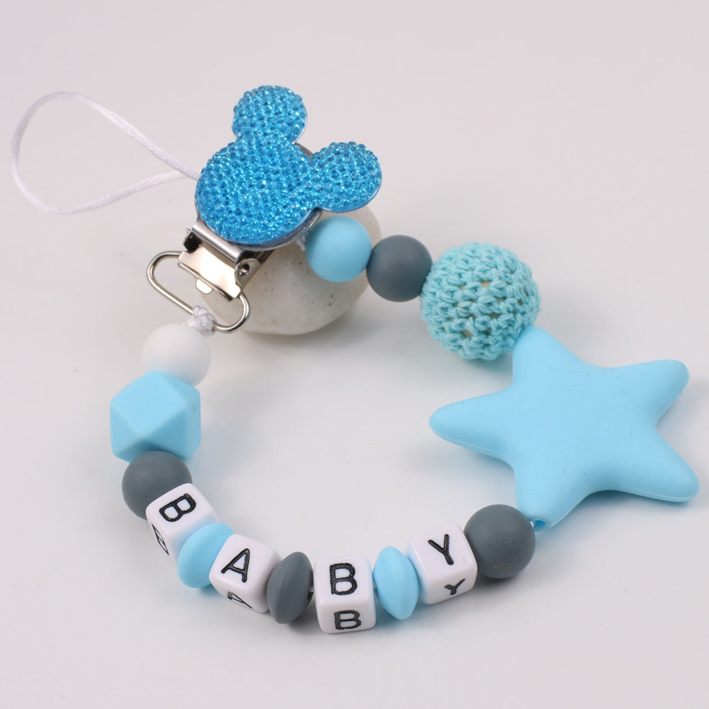Five pointed star silicone pacifier chain pacifier chain baby products silicone pacifier clip baby teether anti-drop chain anti-drop belt - Korvel