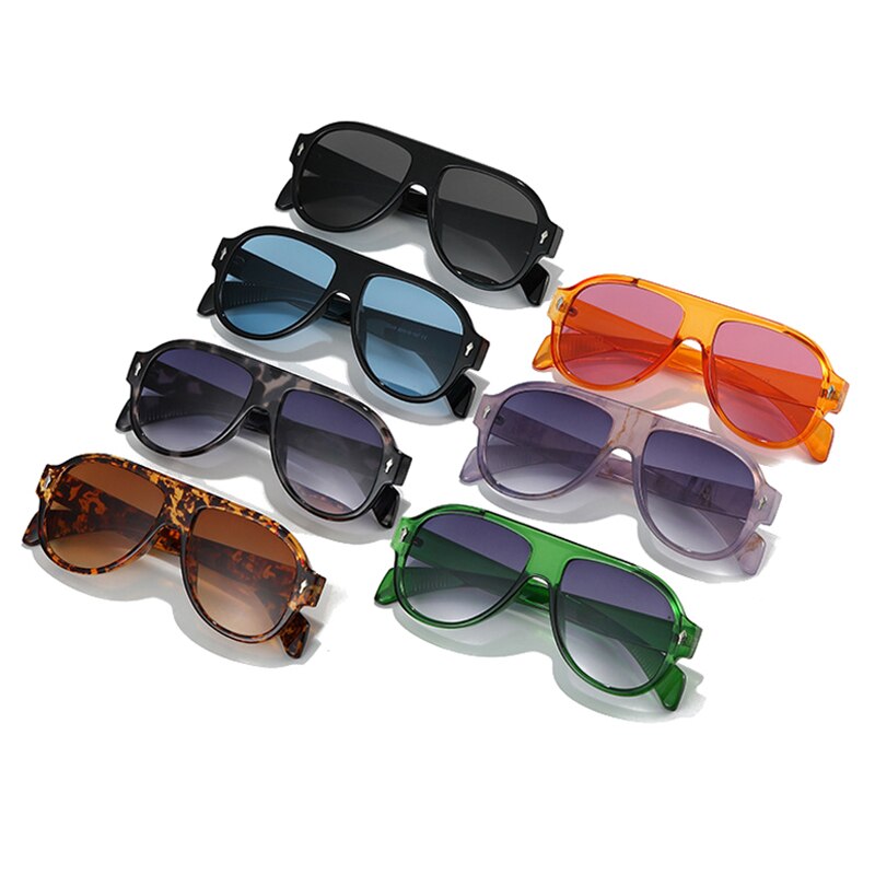 Retro Punk Men Pilot Sunglasses Fashion Rivets Decoration Gradient Eyewear Shades UV400 Women Trending Purple Sun Glasses - Korvel