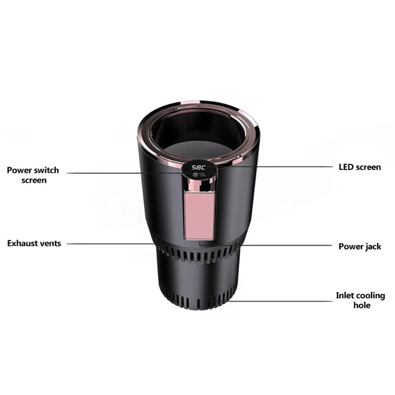 2 In1 Car Heating Cooling Cup 12V Smart Car Cup Holder Digital Temperature Display Drink Cup Warmer Cooler Mini Car Refrigerator - Korvel