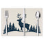Reindeer Print Christmas Placemats - Insulated Linen Coasters