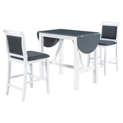 TOPMAX 3-Piece Wood Counter Height Dining Set - White & Gray