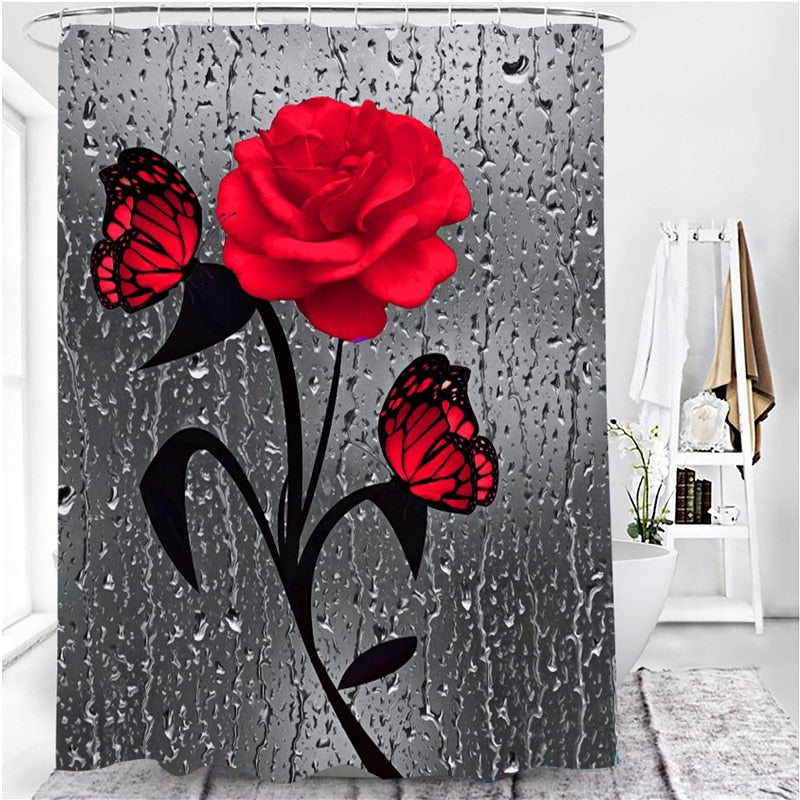 Hot HD Digital Printing Polyester Waterproof Polyester Flower Bathroom Hotel Shower Curtain - Korvel
