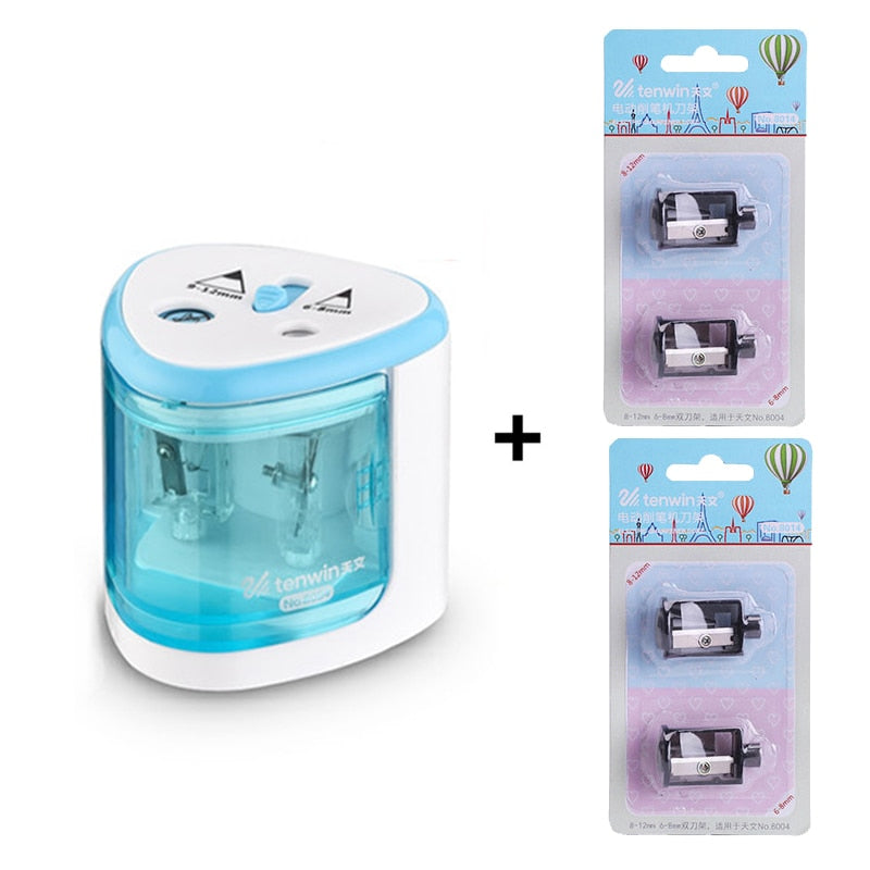 New Automatic pencil sharpener Two-hole Electric Switch Pencil Sharpener stationery Home Office School Supplies - Korvel