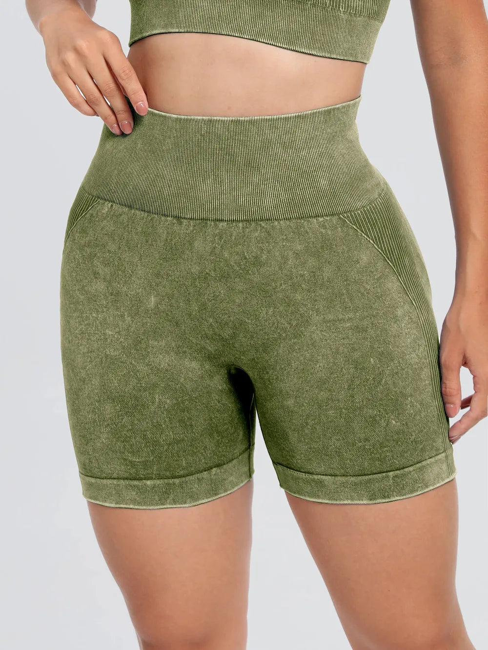Shorts Actifs Taille Haute Lavés