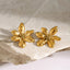 Boucles d'oreilles en acier inoxydable plaqué or avec motif floral