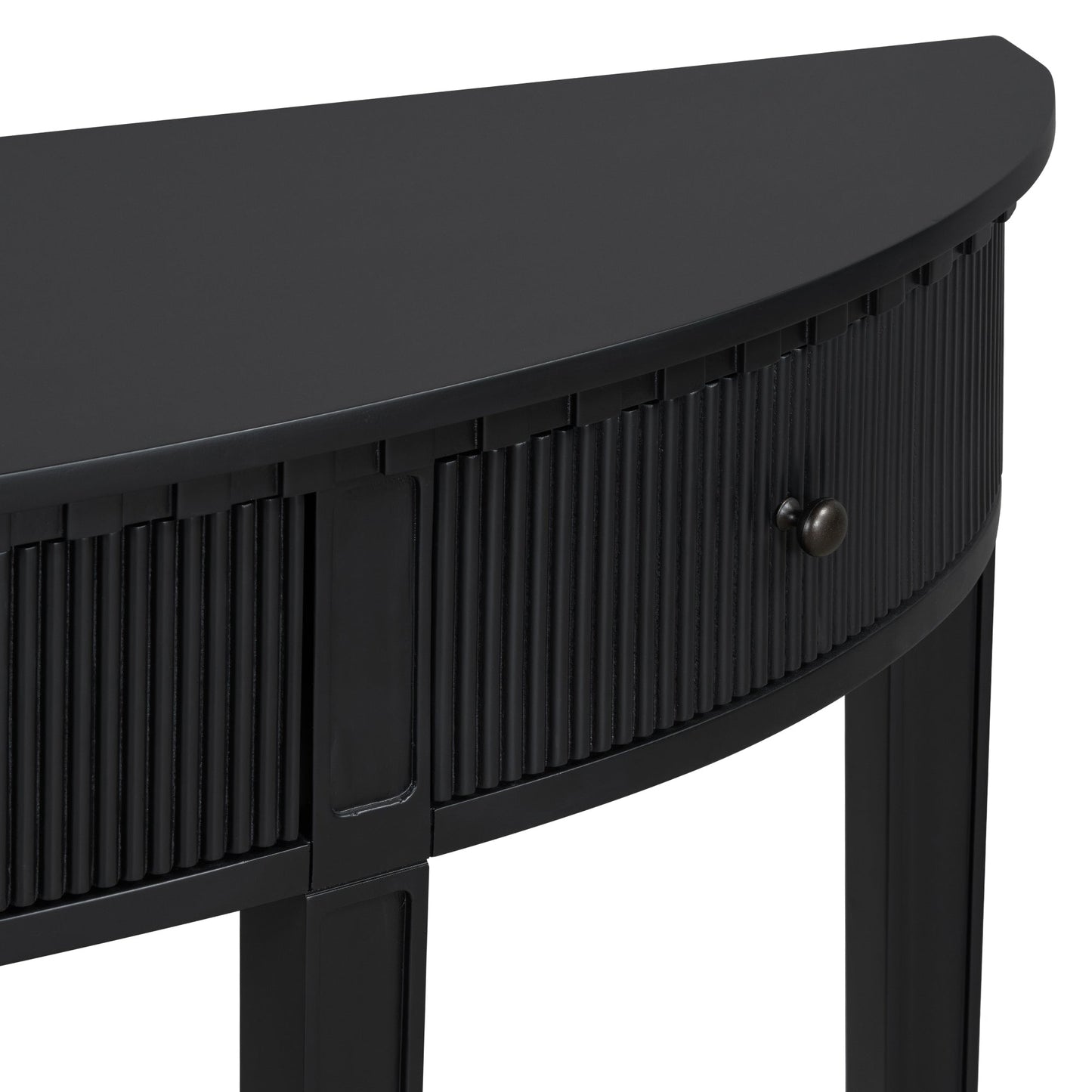U-Style Distinctive Features of Pine Veneer Console Table with Vertical Stripe Drawer Fronts and Four Legs - Korvel