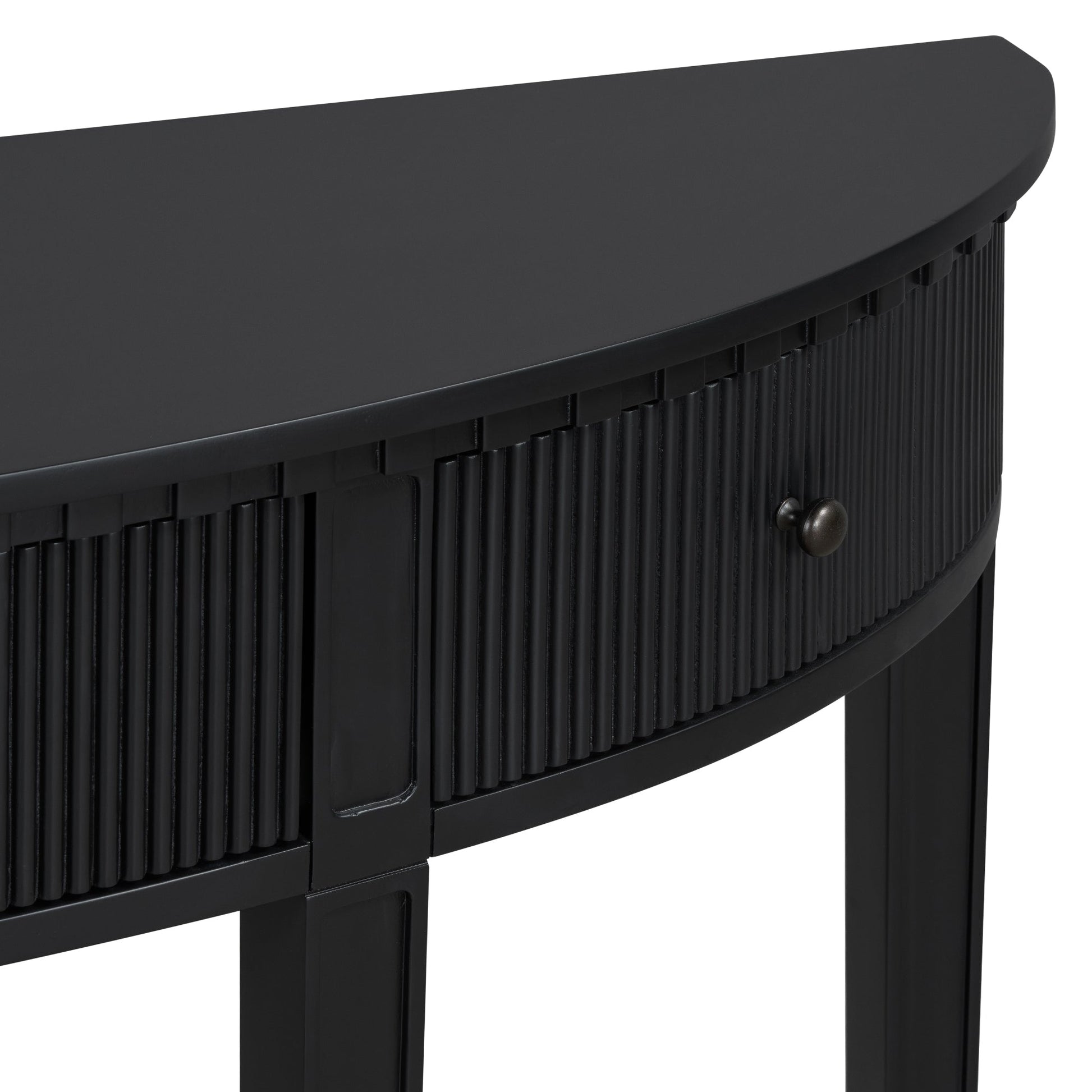 U-Style Distinctive Features of Pine Veneer Console Table with Vertical Stripe Drawer Fronts and Four Legs - Korvel