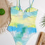 Cutout Tie-Dye Spaghetti Strap One-Piece Swimwear - Korvel