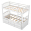 Twin over Twin Wood Bunk Bed with Trundle and Drawers White - Korvel