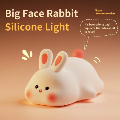Silicone Night Lights Cute Rabbit Patting Lamp Rechargeable Timing Sleeping Night Lamp Holiday Party Decor Kids Gift Night Light - Korvel