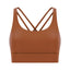 Cross back yoga bra brushed bare high-strength shock-absorbing gathering sports vest for women - Korvel