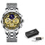 Montre à quartz squelettique multifonctionnelle pour hommes - Étanche