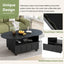 ON-TRANS flexible cream style coffee table with 2 brake wheels, drawers, large storage space,black, 39.37 '' x 23.6 '' - Korvel