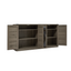 65-Inch Slate Gray Faux Rattan Sideboard with Barn Doors