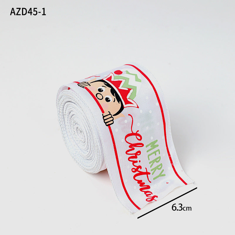 Christmas decoration ribbon, cedar pattern printed ribbon, bow tie, Christmas decoration ribbon, holiday ribbon - Korvel