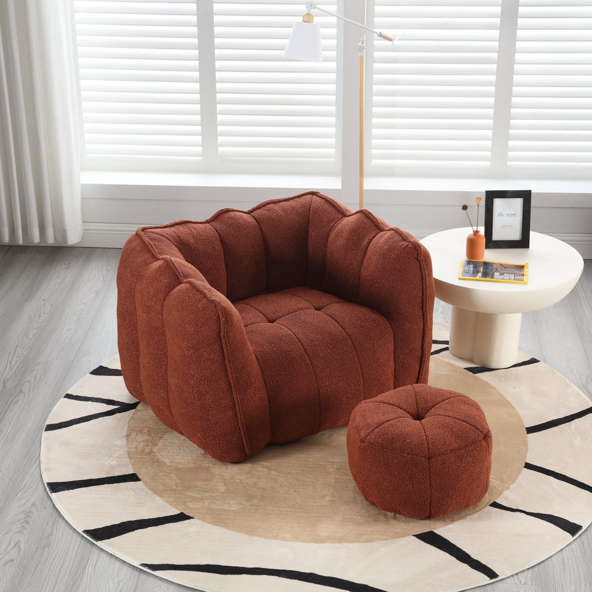 Soft Bean Bag Chair with High Resilient Foam(Chips)for living room and bedroom Comfortable Square Lazy Sofa with  Footstool - Korvel