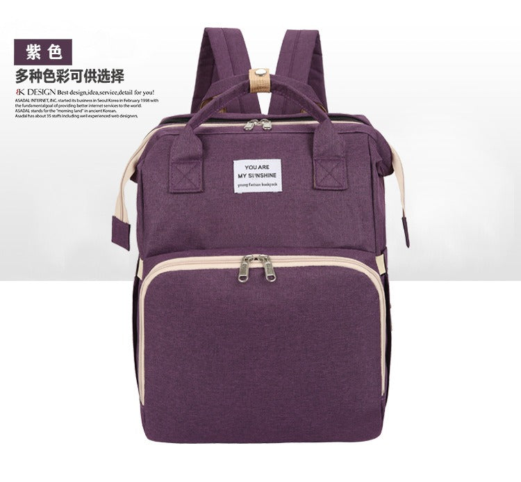 Portable Foldable Bed Mommy Bag For Going Out Lightweight And Large Capacity Mother And Baby Bag Backpack - Korvel