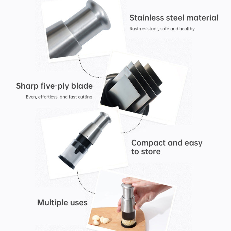 Stainless Steel Manual Kitchen Chopper (for garlic, ginger, herbs, nuts) - Korvel