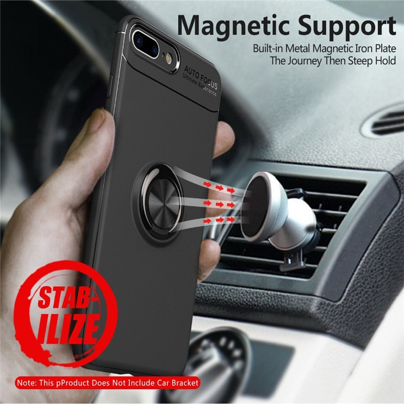 Coque de téléphone en silicone ultra mince avec anneau magnétique pour iPhone