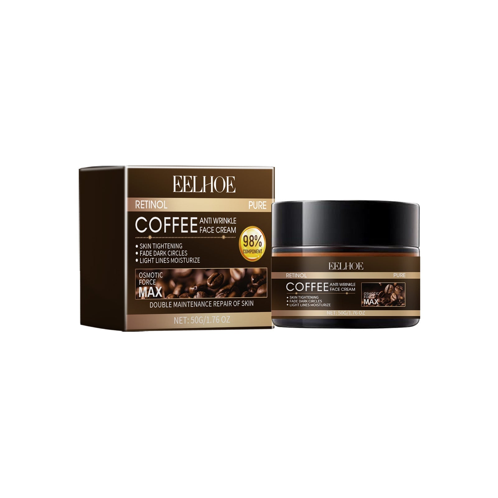 Retinol Coffee Anti Wrinkle Face Cream, Repair Damaged Skin Reduce The Wrinkle Defects Soft Cream - Korvel