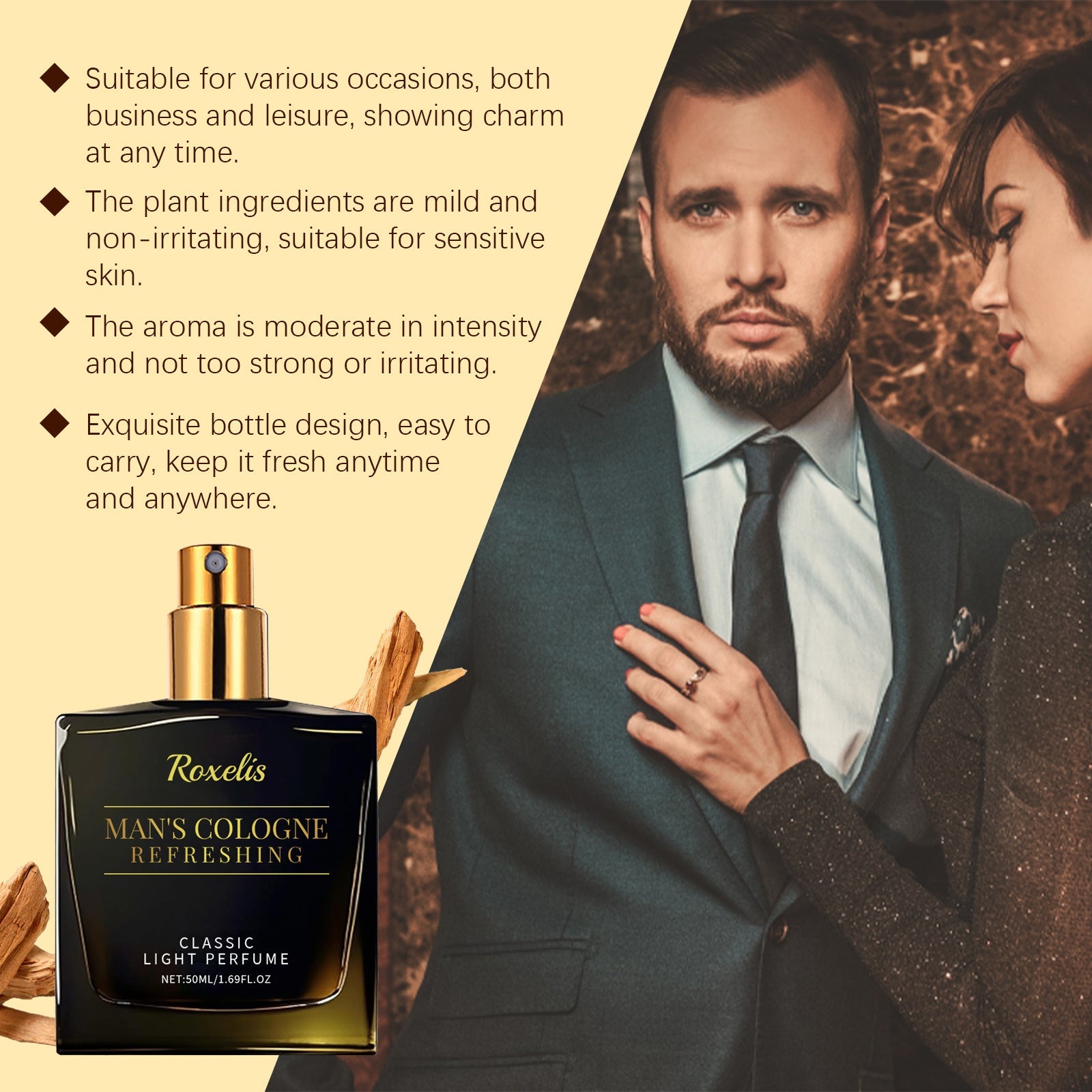 Men's Charm Cologne Rich Cologne Pheromones Exude Male Charm Niche Portable Cologne - Korvel