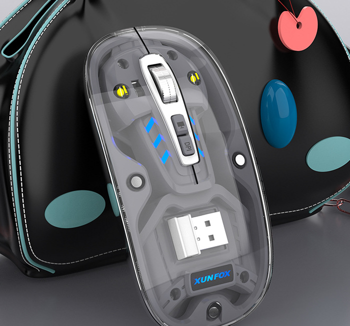 Ratón Transparente Inalámbrico Bluetooth - Doble Modo para Escritorio y Portátil