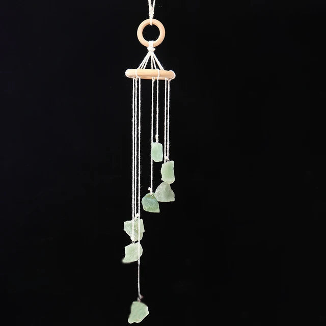 Juego de Campanas de Viento de Cristal Natural Hecho a Mano para Decoración del Hogar
