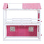 Elegant Twin Size Bunk Wood House Bed in Pink and White