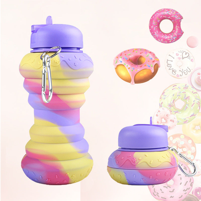 Donut Folding Silicone Water Bottle - Portable & Eco-Friendly