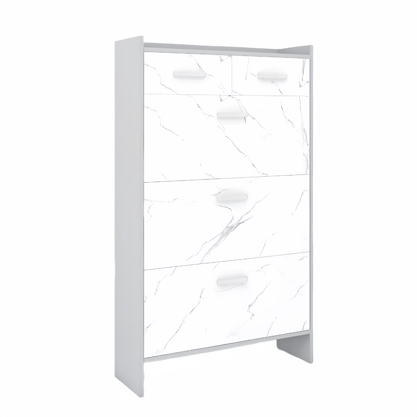 High Glossy Marble Color Shoe Rack with 3 Doors and 2 Drawers
