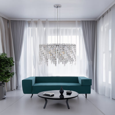 Luxurious Round Silver Crystal Chandelier