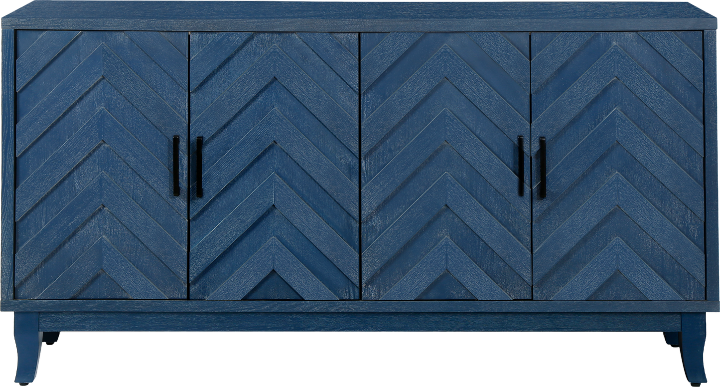 Stronger Vintage Style Buffet Cabinet Lacquered Accent Storage 4 Door Wooden - Korvel