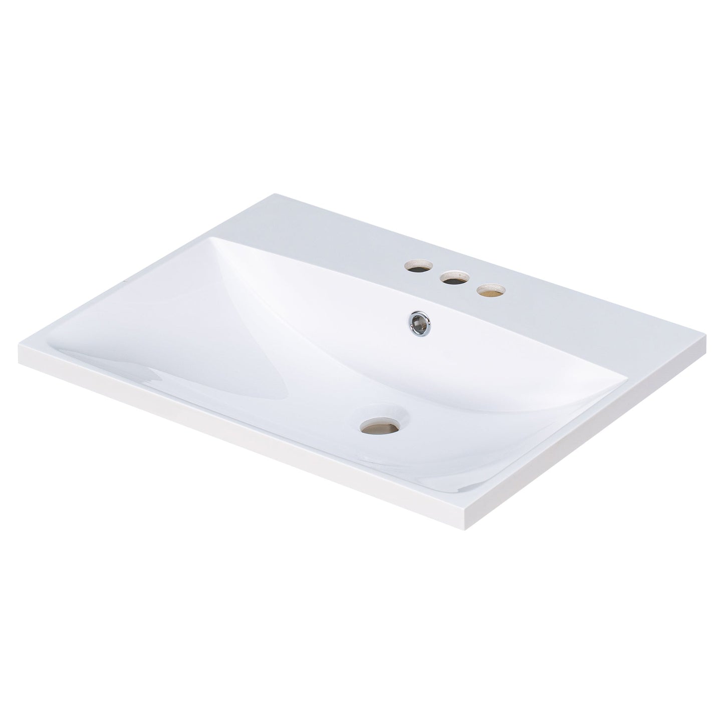 24" Bathroom Vanity Top Only White Basin 3-Faucet Holes  4" Faucet Available Ceramic - Korvel