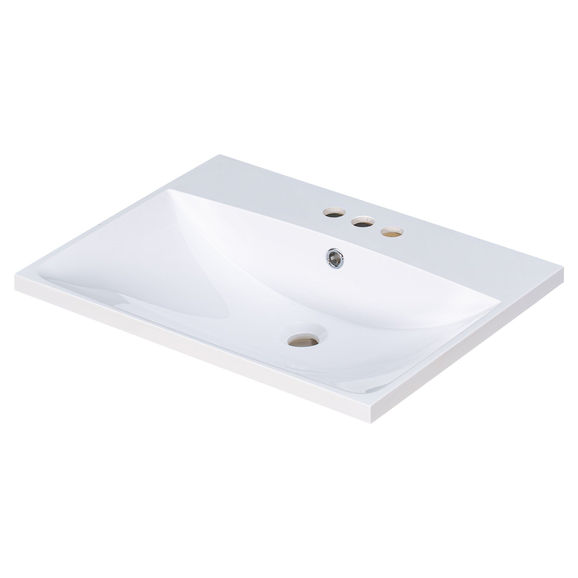 24" Bathroom Vanity Top Only White Basin 3-Faucet Holes  4" Faucet Available Ceramic - Korvel