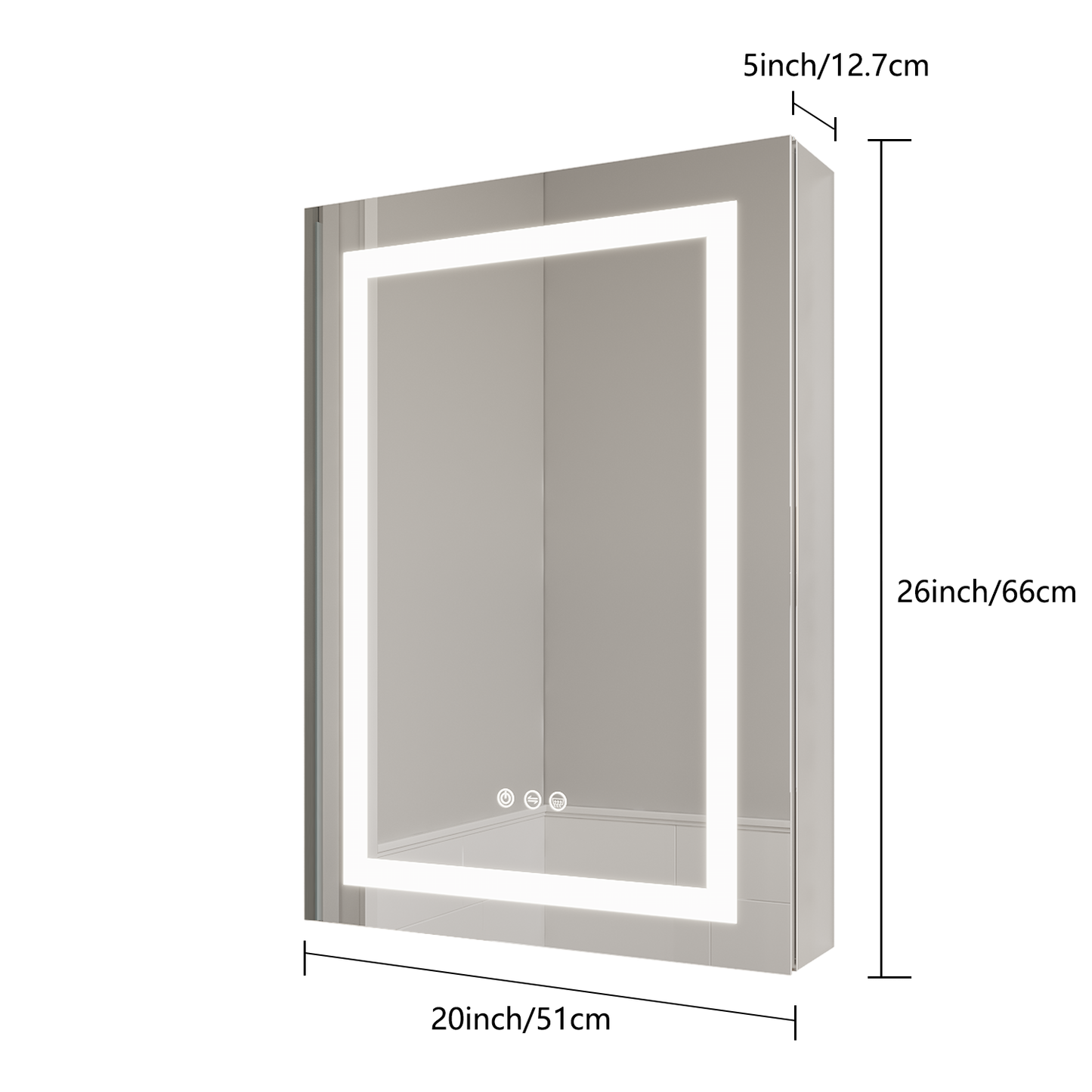 Miroir de Salle de Bain LED de 26x20 Pouces avec Interrupteur Tactile