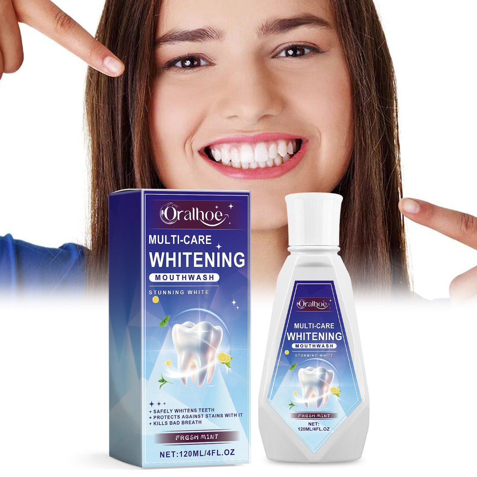 Triple Teeth Mouthwash, A Fresh Mint Daily Mild Odor Cleaning Teeth Mouthwash - Korvel