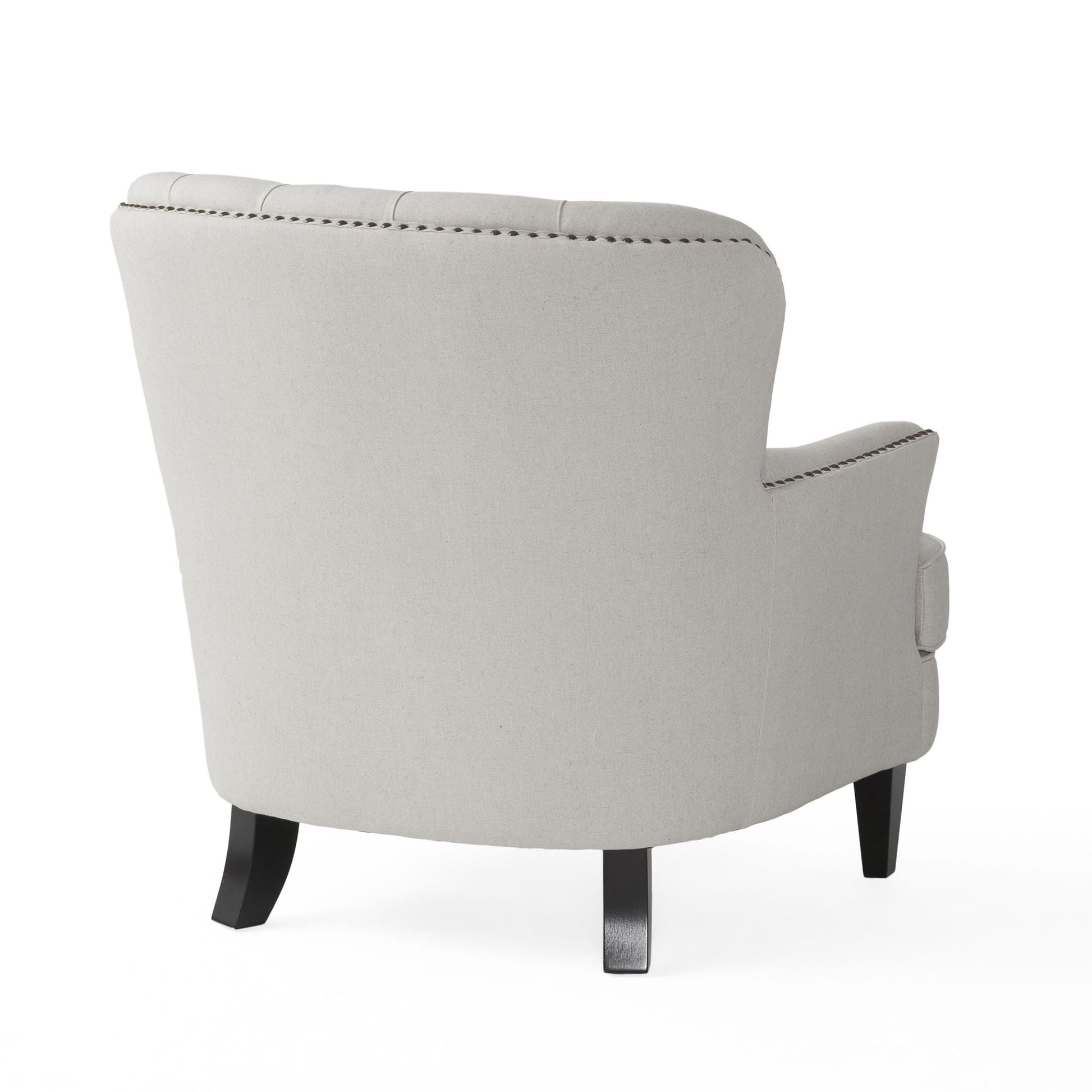 Modern light grey fabric club chair and Ottoman set, stylish cushioned armchair, paired with Ottoman style - Korvel