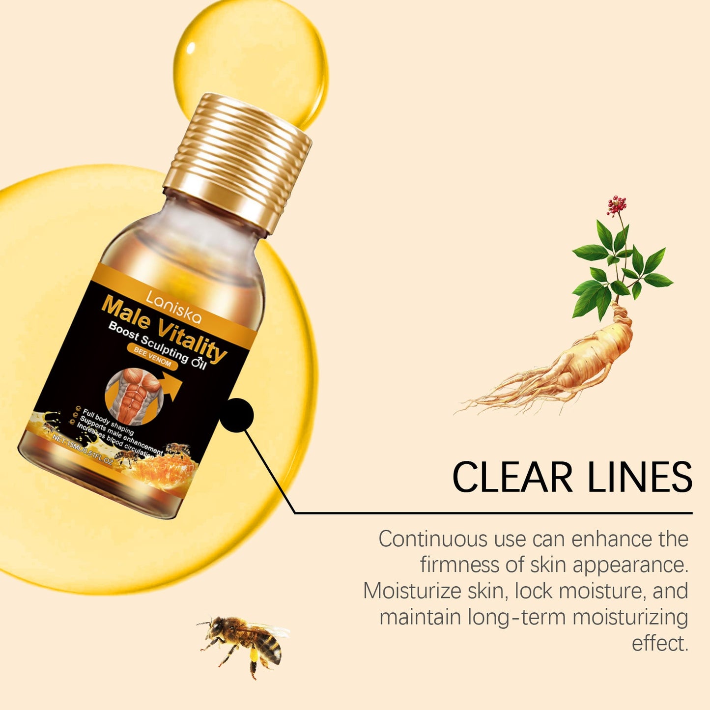 Men's Chest Care Oil for Skin Firmness and Contour