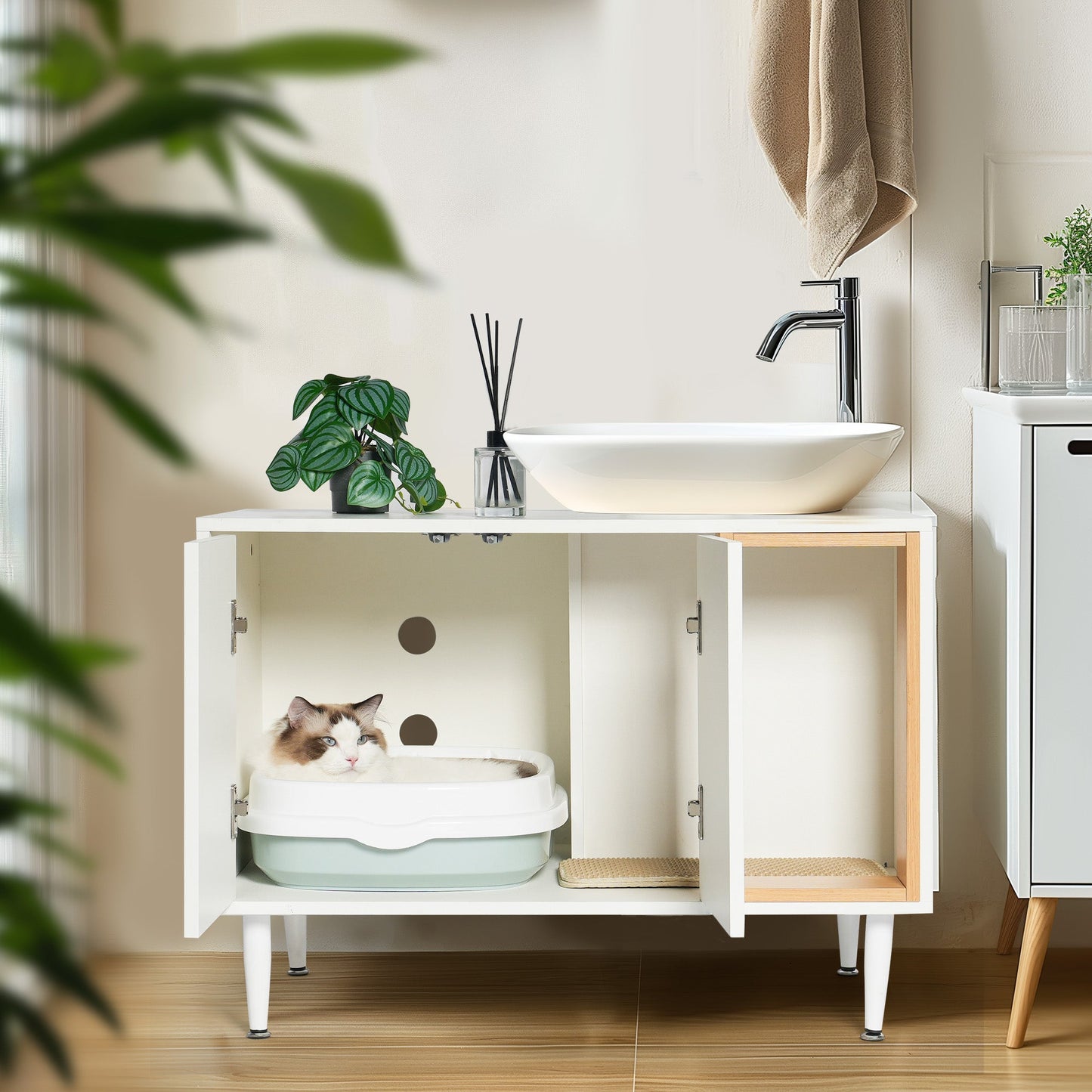 Armoire à Litière pour Chat Élégante avec Design Caché