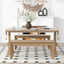 TREXM 3-piece retro dining table, rectangular stand table, and 2 4-person wooden stools (made of natural wood) - Korvel