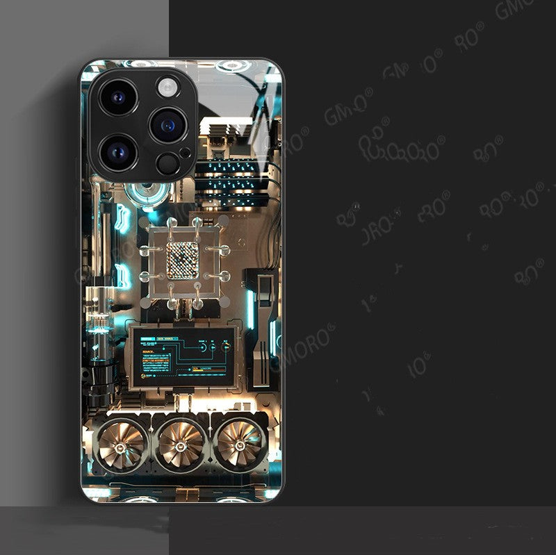 Trendy Cool Circuit Board Phone Case Apple 14 Glass Case iPhone 15 Protective Cover - Korvel