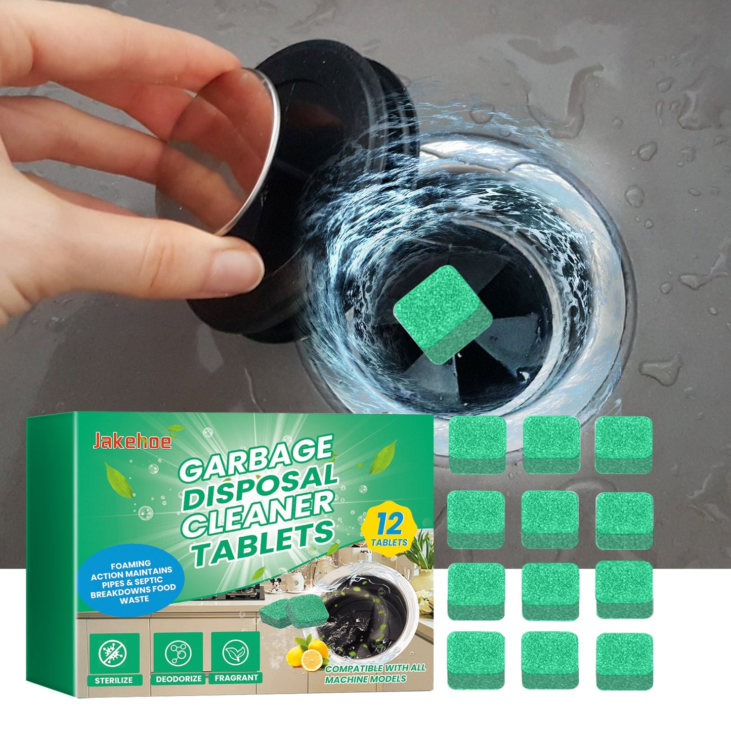 Garbage Disposal Cleaning Block, Kitchen Food Waste Disposal Agent Pipeline Cleaning Block - Korvel
