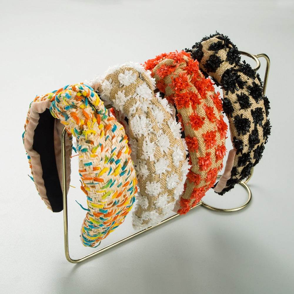 Weaving candy colored flower headband with simple knotting and wide edge headband - Korvel