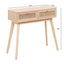 Side table with two real rattan drawers, solid wood table legs can be used in the dining room living room,bedroom - Korvel