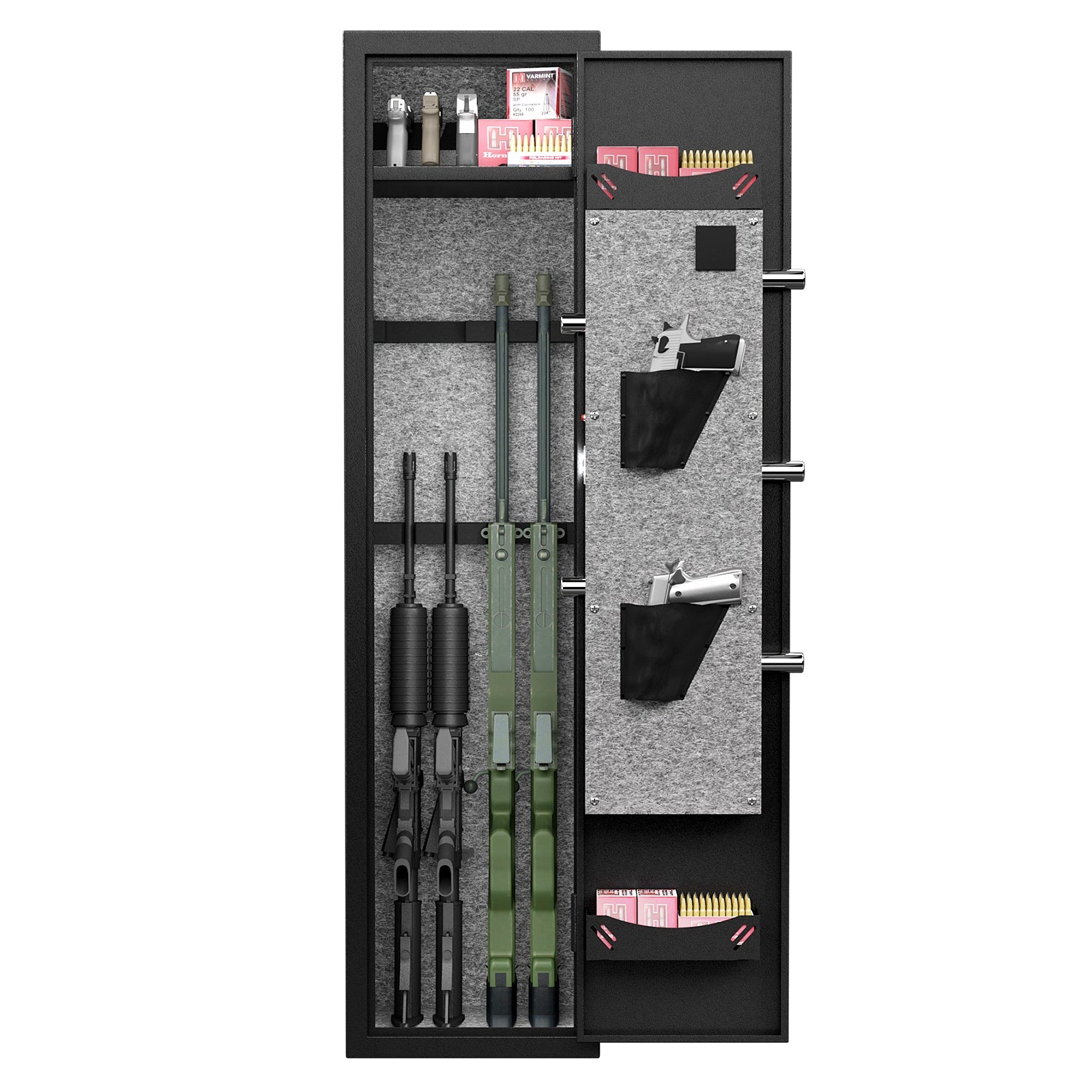 3-4 rifle and handgun safes, quick fingerprint with detachable rack and 2 adjustable gun slots - Korvel