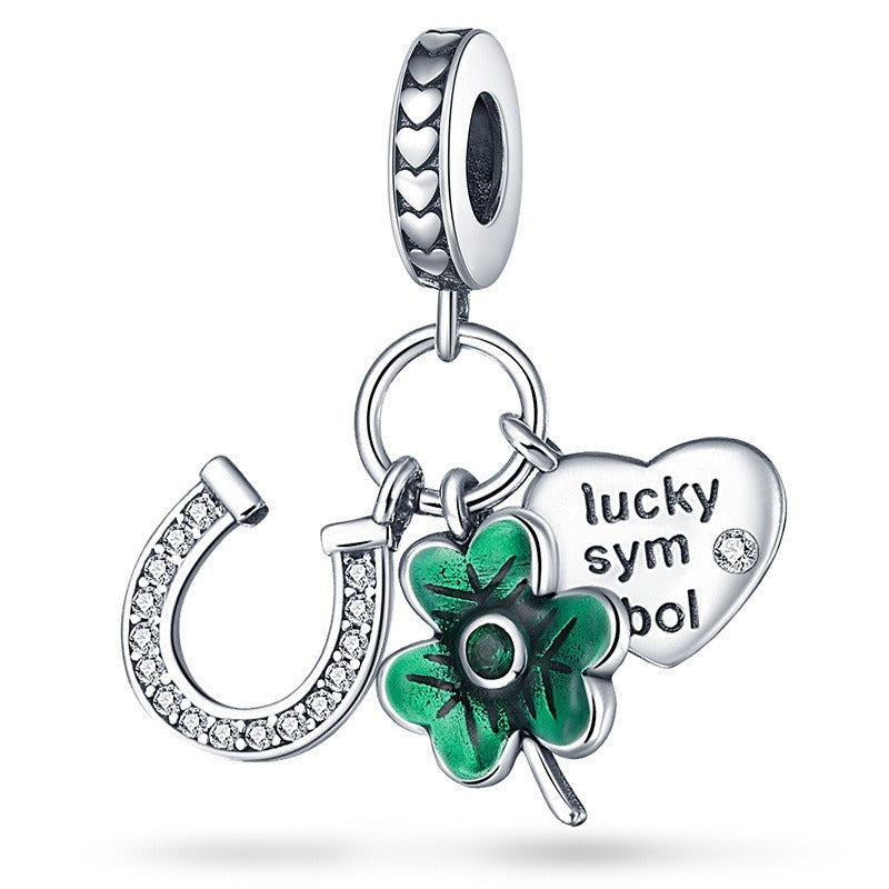 U-shaped Horseshoe Clover Wishing Tree Pendant Copper Silver Plated DIY Jewelry - Korvel