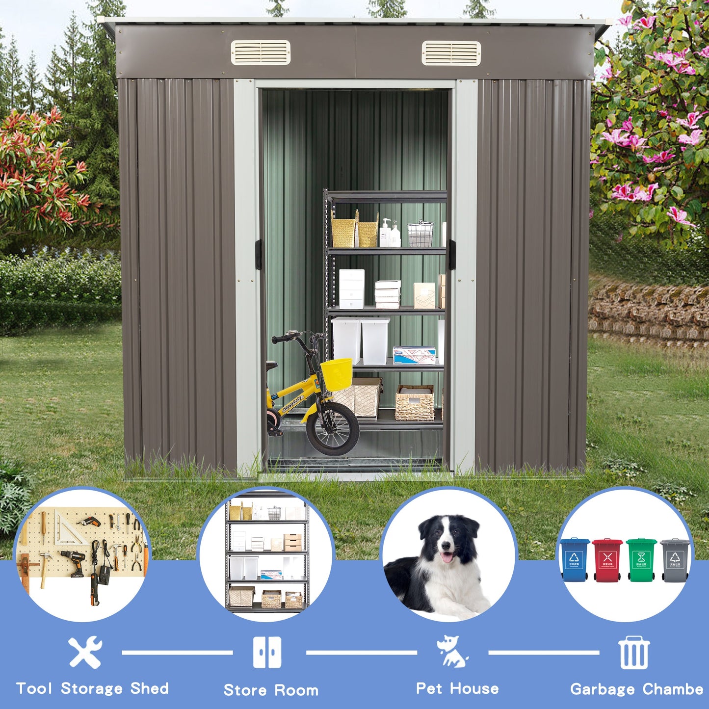 6ft x 4ft Premium Outdoor Metal Storage Shed